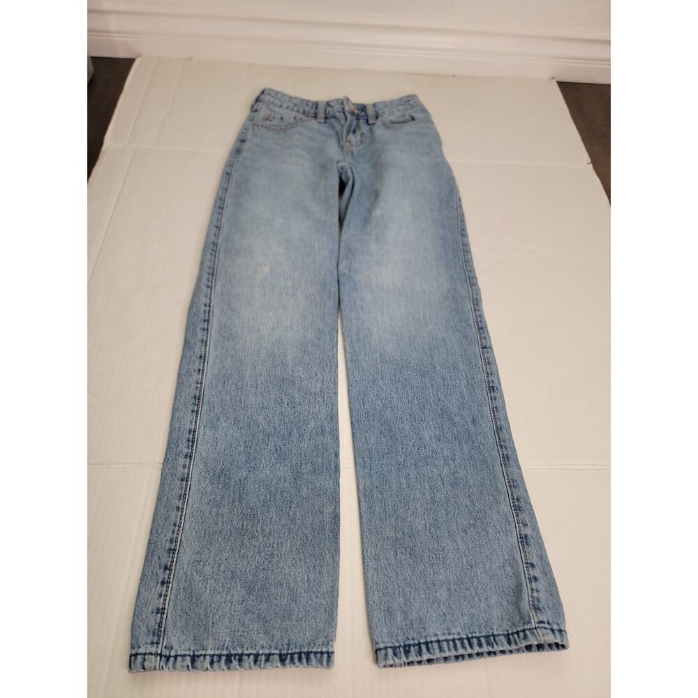 Hollister Jeans Sz 23 Low-Rise Loose Baggy Embroidered Bows Wide Leg - Picture 2 of 10